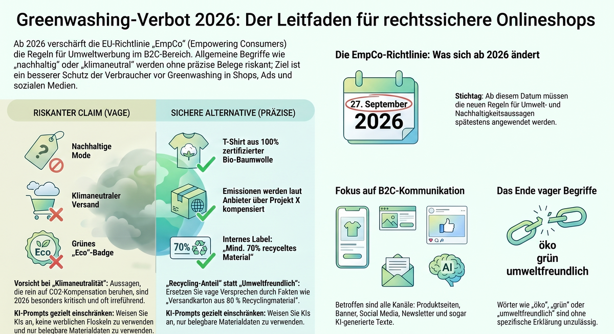 EmpCo-Richtlinie: Greenwashing-Verbot und Auswirkungen für Onlineshops