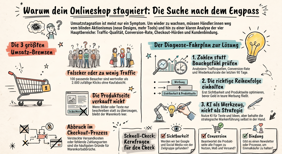 Warum dein Onlineshop nicht wächst – und was du zuerst prüfen solltest